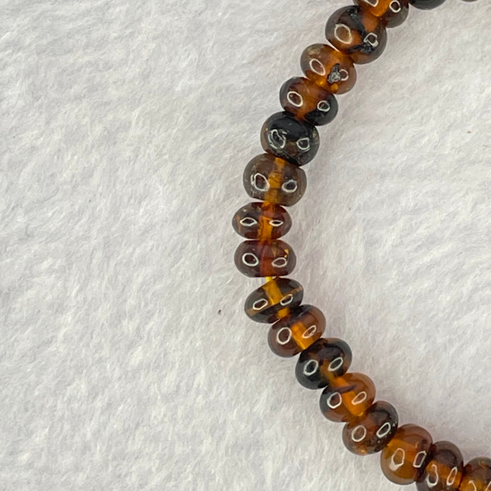 Natural Dark Brownish Yellow Medicine Amber Beads Bracelet 天然抚顺药珀手链 4.30g 15cm 6.5mm 42 Beads - Huangs Jadeite and Jewelry Pte Ltd