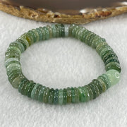 Type A Muti Blueish Green Shades with Yellowish Brown Jadeite Ping An Kou Donut with Jadeite Bead Bracelet 30.03g 15cm 9.0mm 74pcs 8.8mm 1 Beads - Huangs Jadeite and Jewelry Pte Ltd