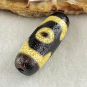 Natural Powerful Tibetan Old Oily Agate 3 Eyes Dzi Bead Heavenly Master (Tian Zhu) 三眼天诛 5.07g 28.8 by 10.8mm - Huangs Jadeite and Jewelry Pte Ltd