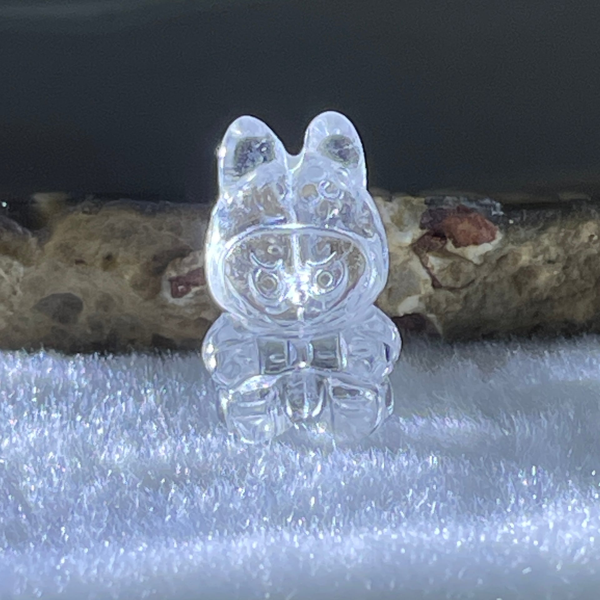 Natural Clear Quartz Labubu Charm Display 3.24g 19.4 by 12.1 by 10.5m - Huangs Jadeite and Jewelry Pte Ltd