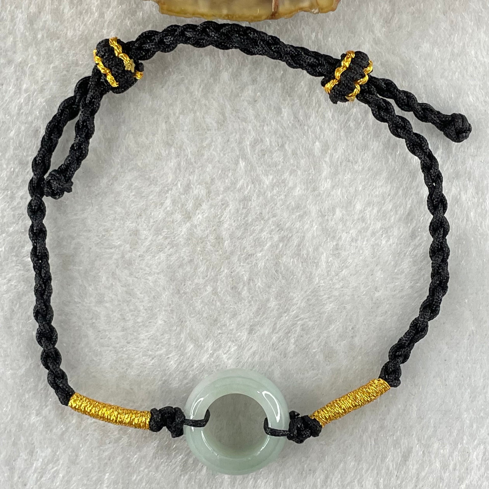 Type A Lavender Green Jadeite Ping An Kou Donut With String Bracelet 2.72g 15.1 by 6.5mm - Huangs Jadeite and Jewelry Pte Ltd