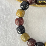 Natural Mixed Color Rose Wood Beads Bracelet 多宝珠小叶紫檀黑檀金丝楠手链 23.56g 18cm 12.2mm 16 Beads - Huangs Jadeite and Jewelry Pte Ltd