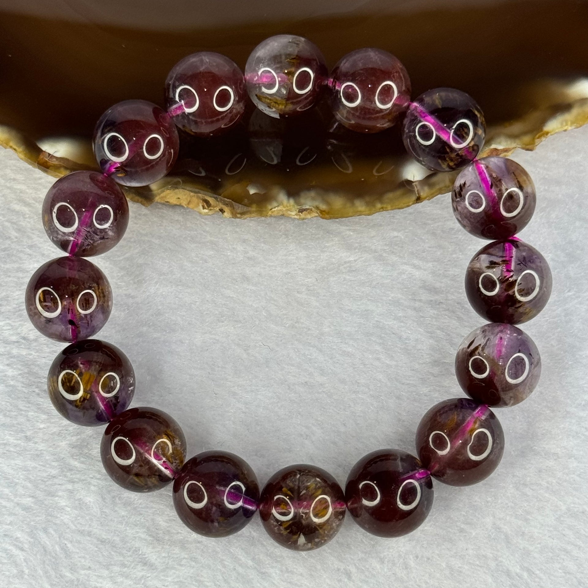 Very Good Grade Natural Auralite 23 Bracelet 天然激光23手链 56.92g 19cm 13.9mm 16 Beads - Huangs Jadeite and Jewelry Pte Ltd