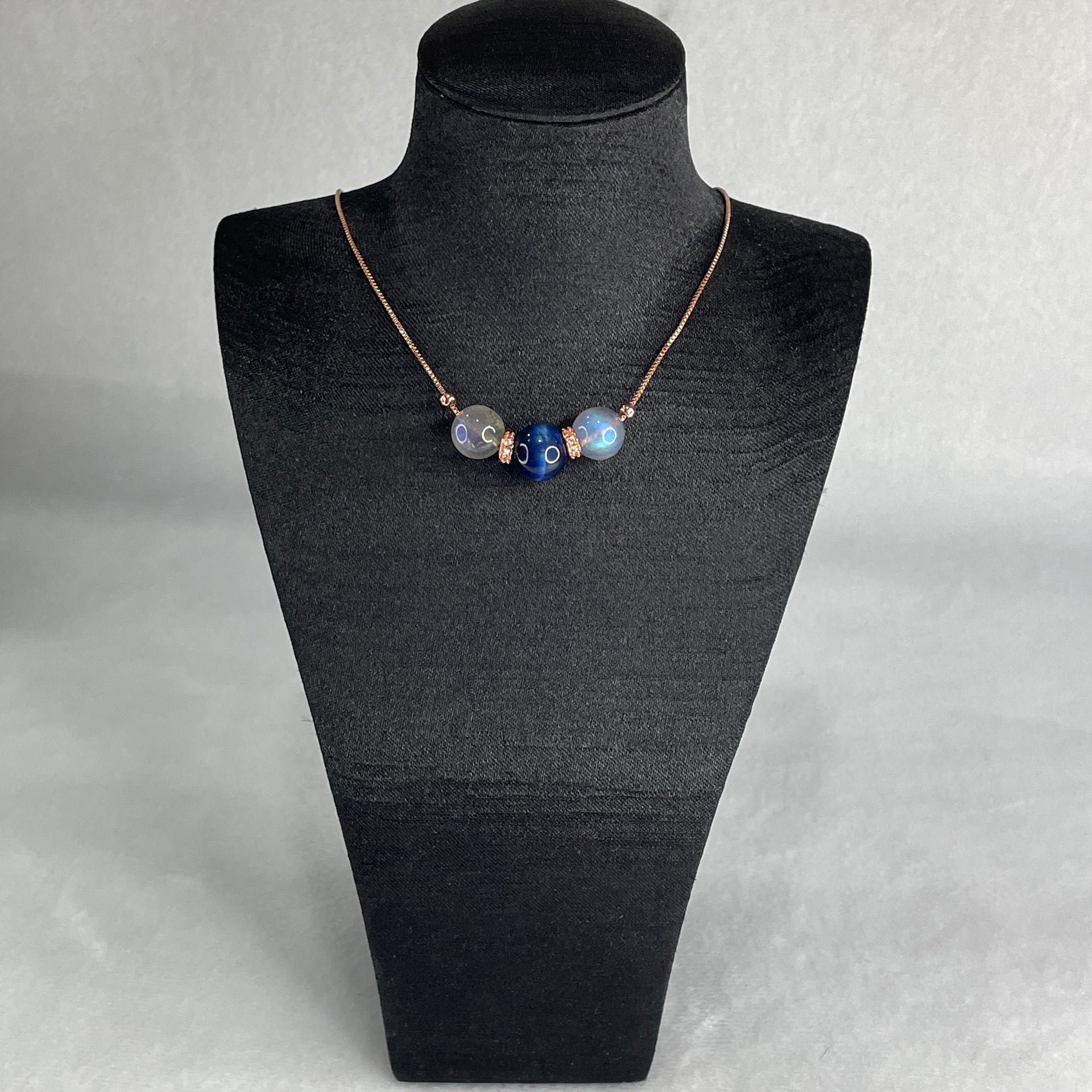 Natural-Labradorite-with-Blue-Tiger-Eyes-Quartz-Beads-Necklace-6.92g-42cm-10.4mm-1-Bead-9.7mm-2-Beads-Huangs-Jadeite-and-Jewelry-Pte-Ltd