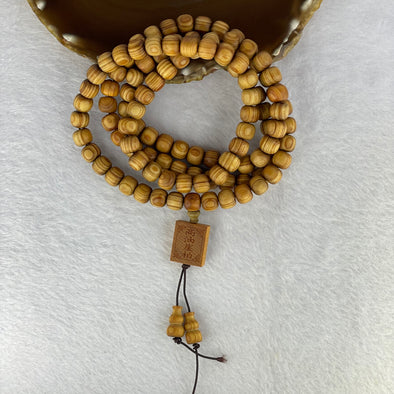 Natural High Oil Content Yabai Wood 高油崖柏 Beads Necklace 37.31g 9.4 mm 110 Beads Pendant 20.0 by 16.7 by 6.5 mm - Huangs Jadeite and Jewelry Pte Ltd