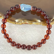 Natural Dark Red Blood Amber Beads Bracelet 天然血珀手链 8.45g 17cm 7.6mm 24 Beads - Huangs Jadeite and Jewelry Pte Ltd