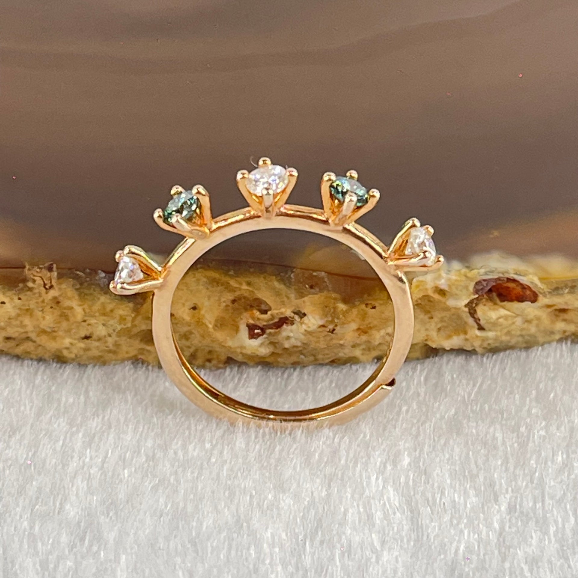 Cubic Zirconia In S925 Sliver Rose Gold Color Ring (Adjustable Size) 1.43g 2.6 by 2.0mm - Huangs Jadeite and Jewelry Pte Ltd
