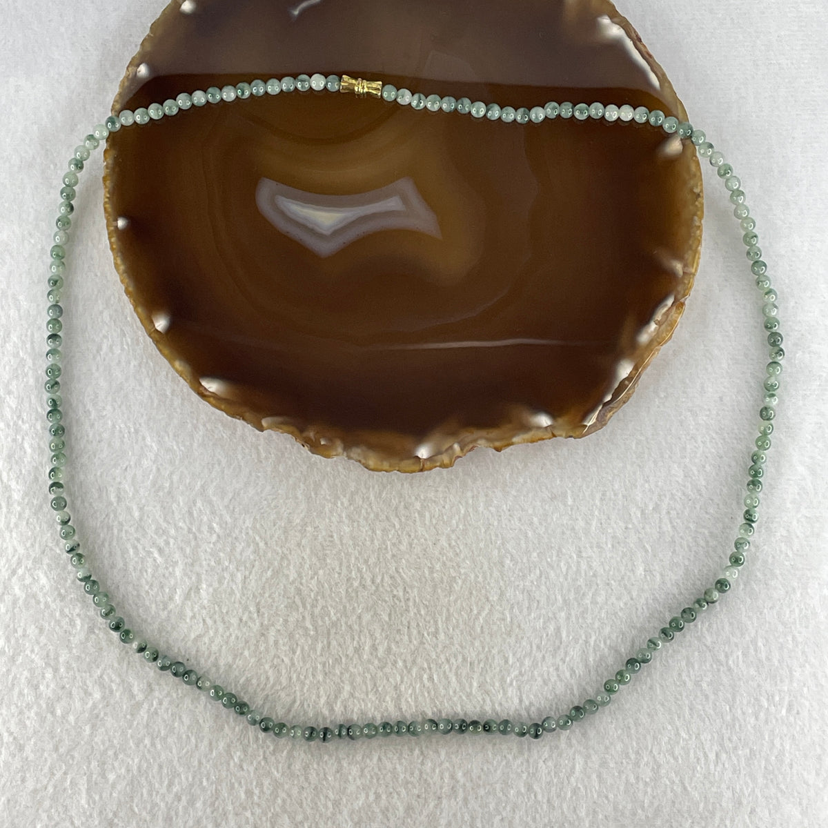 Natural Type A Light Green & Blueish Green Piao Hua Jadeite Beads Necklace | (19.05g | 58cm Length | 4.2mm x 151 Beads | Heart & Throat Chakra Synergy, Strategic Wisdom & Feng Shui Prosperity Catalyst)