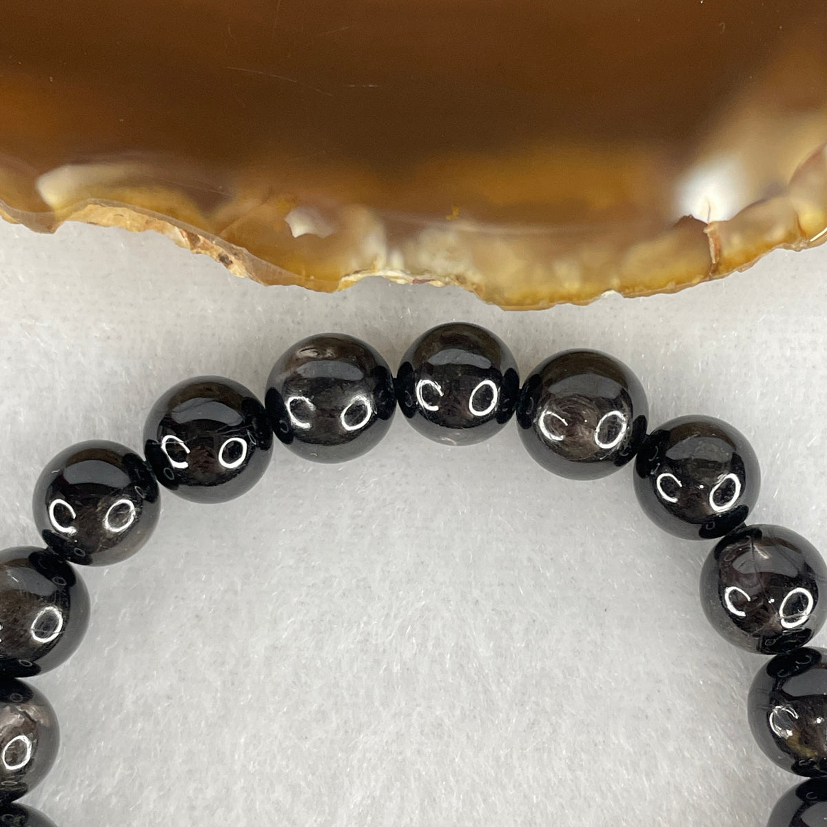 Certified Good Grade Natural Black Hypersthene Enstatite Beads Bracelet | 16cm Strand of 22 Matched 8.8mm Beads (24.78g | Metallic Silver Schiller Sheen | "Velvet Labradorite" Shielding & Laser Focus)