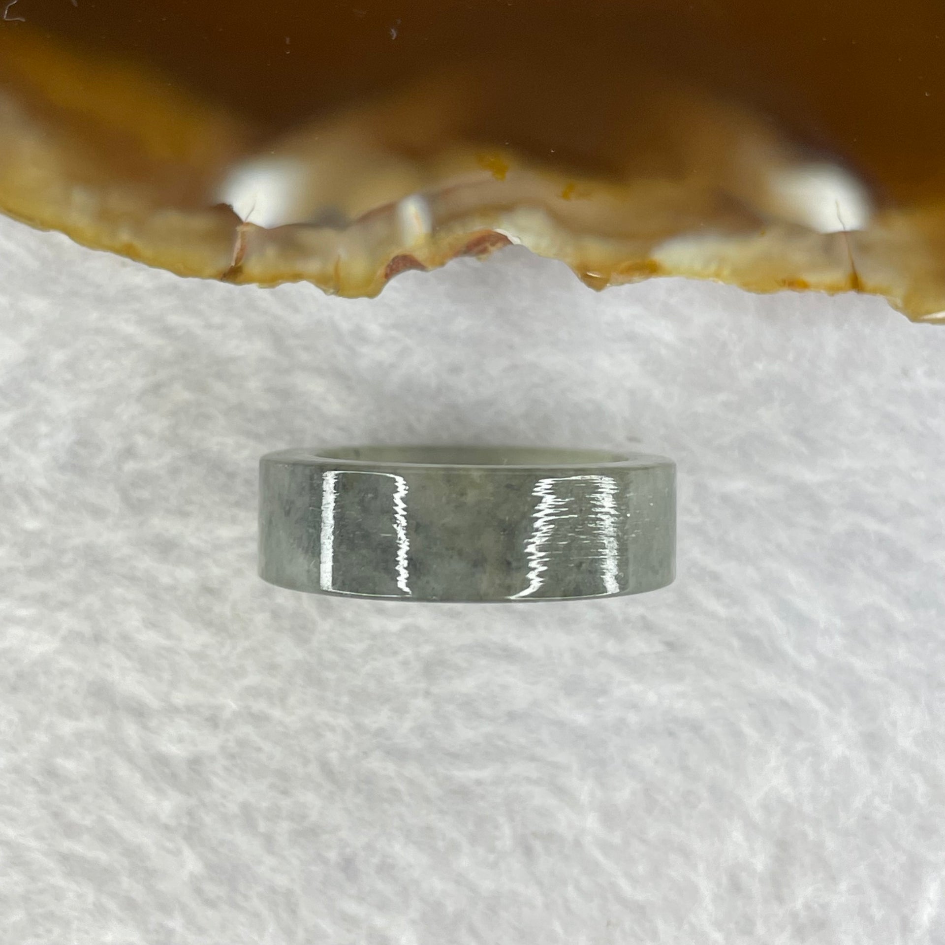 Type A Semi Icy Grey Wuiji Jadeite Ring 4.74g 7.2 by 3.2mm US 7.5/ HK 16.5 (Close to Perfect) - Huangs Jadeite and Jewelry Pte Ltd