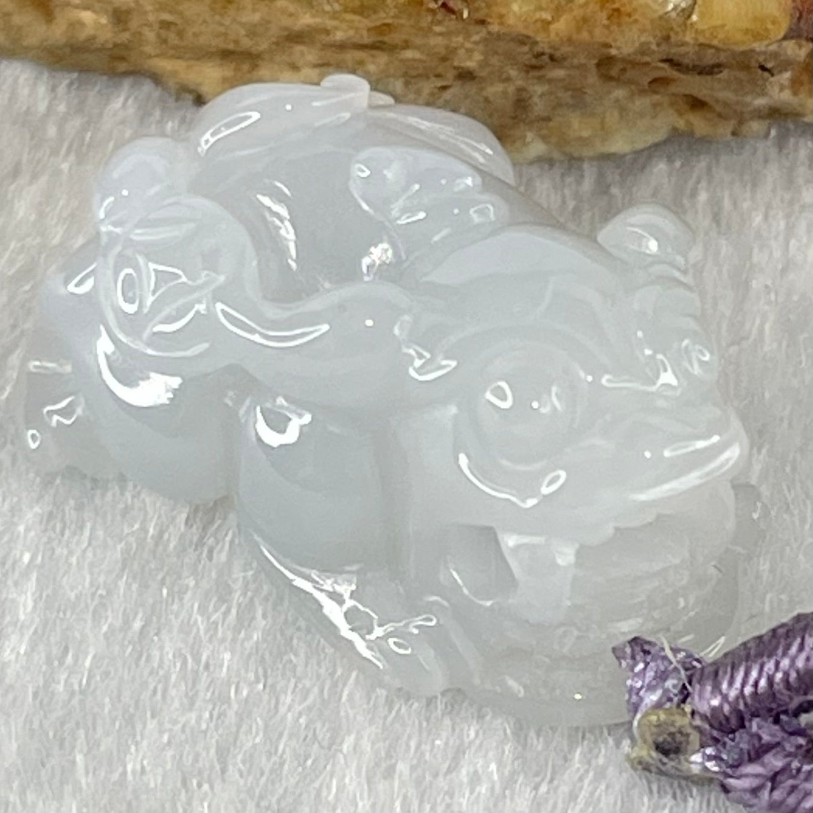 Type A Faint Lavender Jadeite Male Pixiu String Charm 5.45g 20.3 by 14.4 by 10.5mm - Huangs Jadeite and Jewelry Pte Ltd
