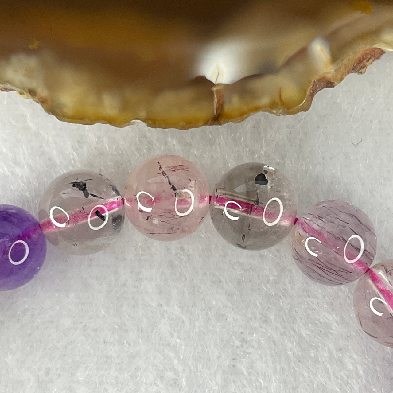 Certified Above-Average Grade Natural Super 7 Crystal Beads Bracelet | Fluid High-Clarity Showcase Strand | Authentic Sacred Seven Multi-Mineral Inclusions Quartz Spiritual Catalyst & Auric Shield Bracelet (18.06g | 16.5cm Length | 8.3mm | 24 Beads)