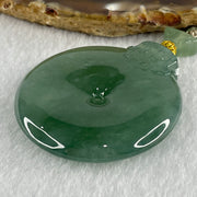 Gold Award Grand Master Type A Icy Bluesish Green Ping An Kou with Mystical Beast Jadeite Pendant 35.90g 43.8 by 8.0mm - Huangs Jadeite and Jewelry Pte Ltd