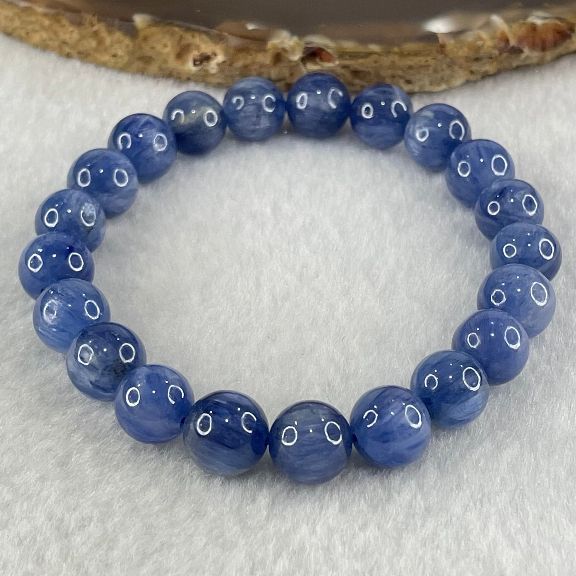 Natural Blue Kyanite Beads Bracelet 28.18g 15.5cm 9.4mm 21 Beads - Huangs Jadeite and Jewelry Pte Ltd
