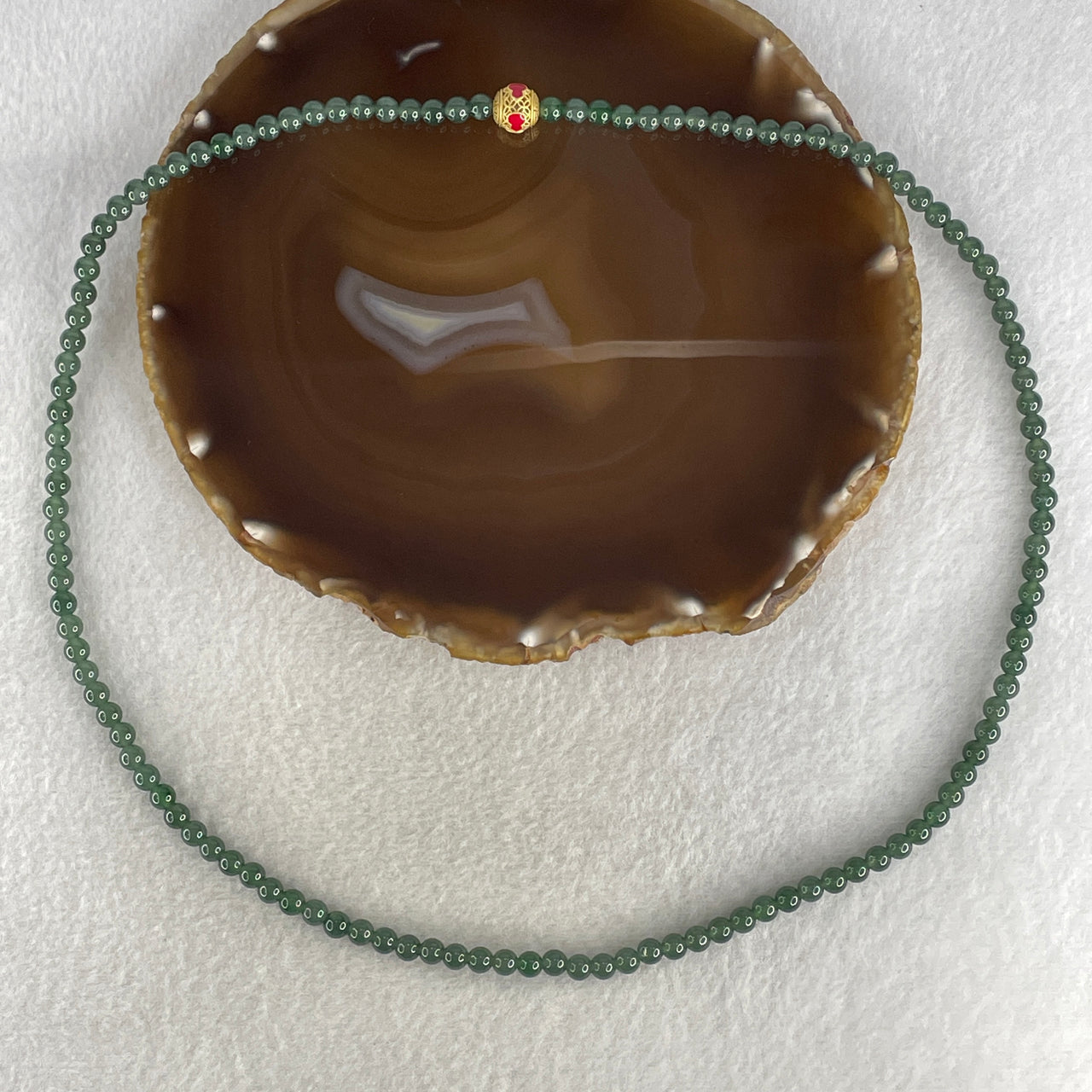 Certified Natural Type A Semi icy Blueish Green Jadeite Beads Necklace 29.75g 58cm 5.2mm 122 Beads - Huangs Jadeite and Jewelry Pte Ltd