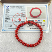 Natural Red Cinnabar Beads Bracelet 37.60g 15.5cm 7.1mm by 31 Beads - Huangs Jadeite and Jewelry Pte Ltd