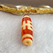 Natural Powerful Tibetan Old Oily Orange Red White Agate Patina Guiren Tairen Human Dzi Bead Totem Amulet Heavenly Master (Tian Zhu) 贵人天诛 7.99g 37.9 by 11.6mm - Huangs Jadeite and Jewelry Pte Ltd