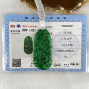 Type A Lao Keng Old Mine Full Spicy Green Jadeite Shan Shui with Guiren Benefactor Pendant 27.27g 63.1 by 29.9 by 6.8mm - Huangs Jadeite and Jewelry Pte Ltd