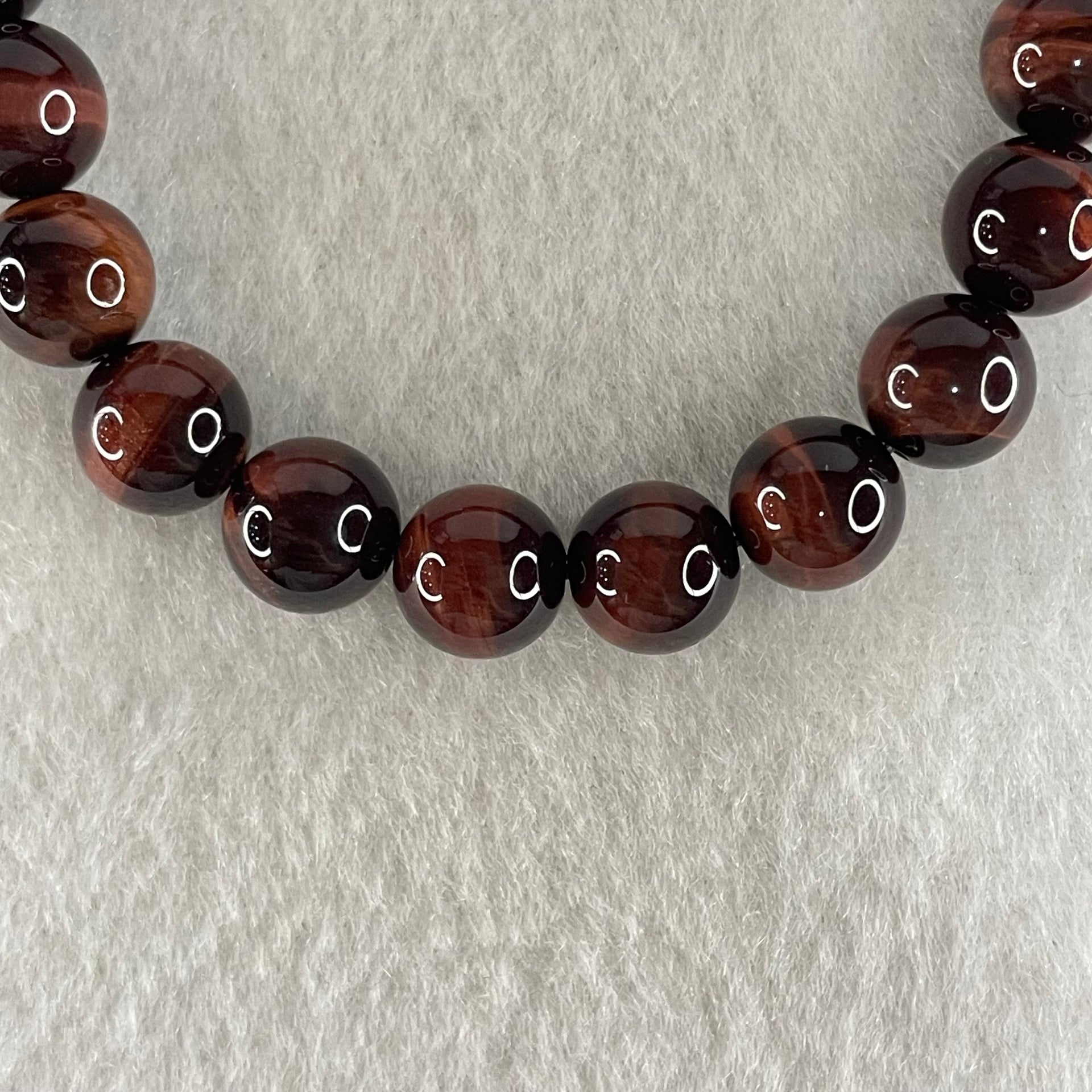 Natural Red Tiger's Eye Quartz Beads Bracelet 18.07g 15.5cm 8.3mm 23 Beads - Huangs Jadeite and Jewelry Pte Ltd