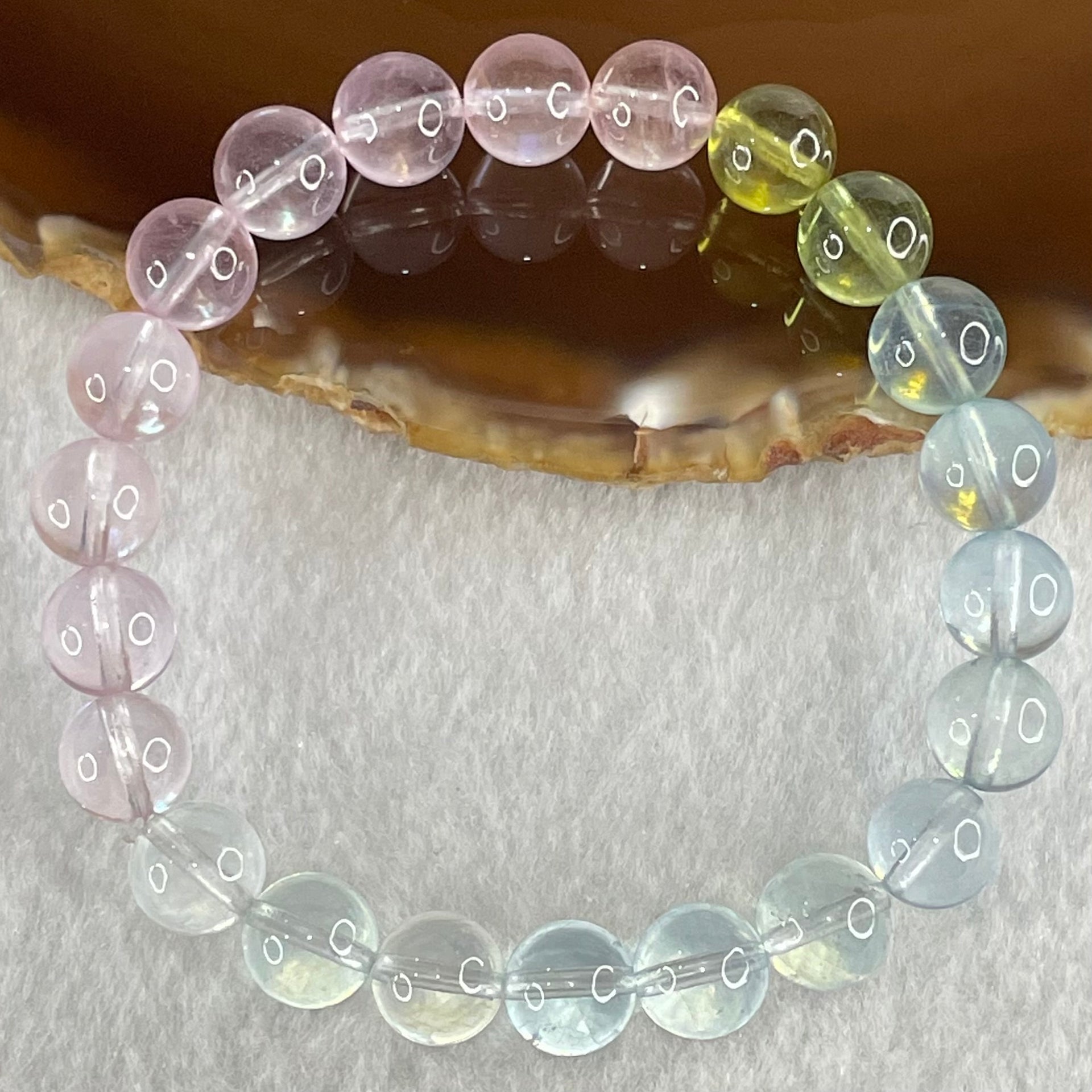 Very Very High Grade Transparent Natural Morganite Beryl Beads Bracelet 19.62g 15.5cm 8.8mm 22 Beads - Huangs Jadeite and Jewelry Pte Ltd