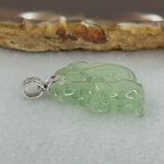18K White Gold Type A Light Green Jadeite Squirrel Pendant with Natural Diamonds 5.68g 21.0 by 21.4 by 6.8mm - Huangs Jadeite and Jewelry Pte Ltd