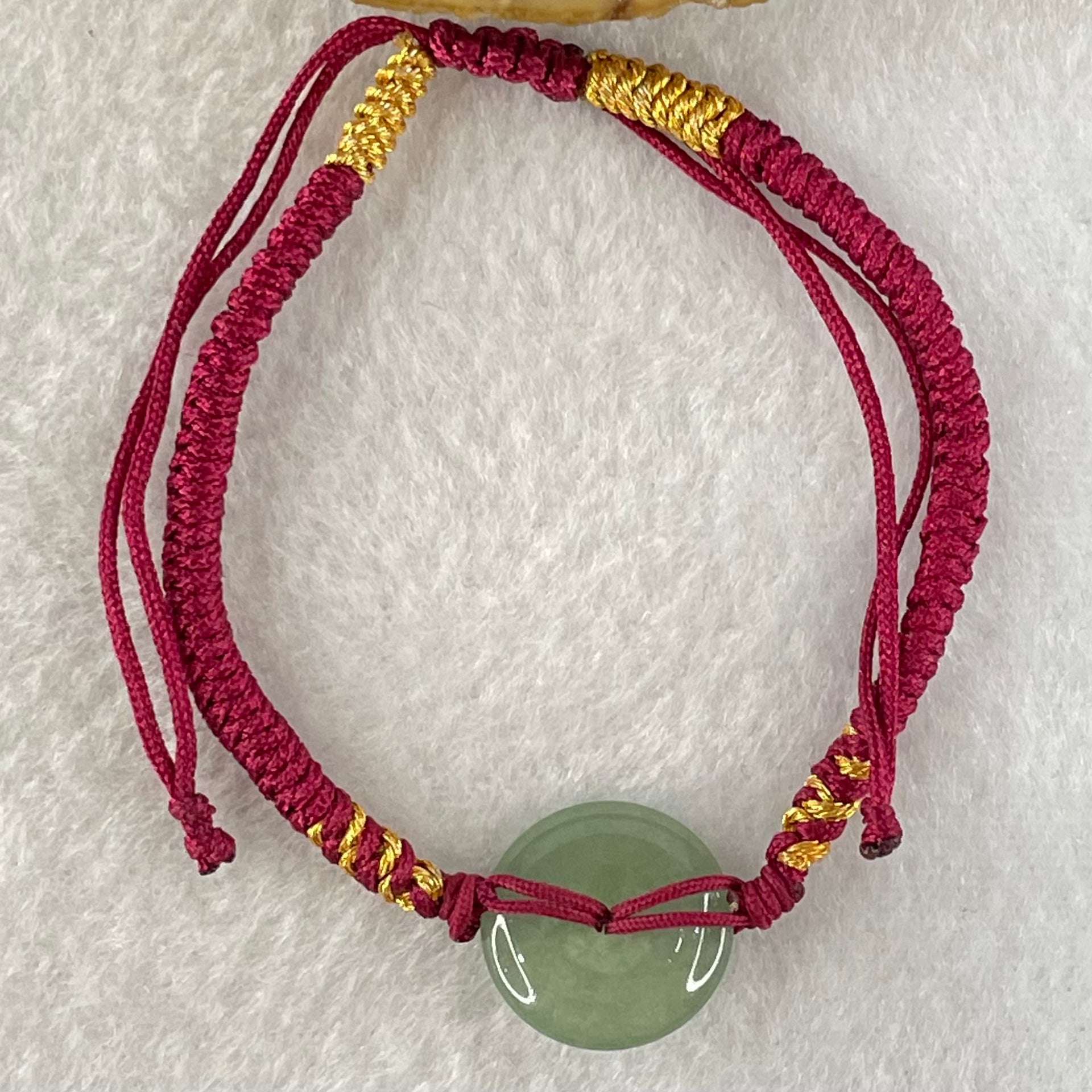 Type A Blueish Green Jadeite Ping An Kou Donut In String Bracelet 2.30g 14.6 by 3.4mm - Huangs Jadeite and Jewelry Pte Ltd