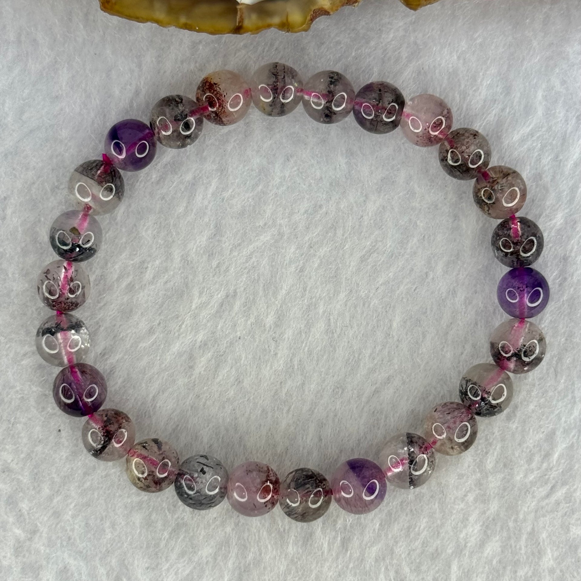 Natural Super 7 Beads Bracelet 10.42g 14cm 6.9mm 26 Beads - Huangs Jadeite and Jewelry Pte Ltd