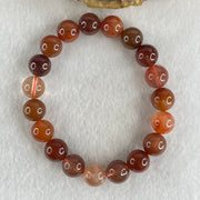 Natural Red Agate Beads Bracelet 27.64g 15.5cm 10.4mm 19 Beads - Huangs Jadeite and Jewelry Pte Ltd