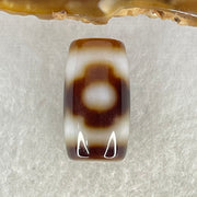 Natural Powerful Tibetan Old Oily Dark Brown With White Agate 3 Eyes Dzi Bead Heavenly Master (Tian Zhu) 三眼天诛 3.92g 19.6 by 10.8mm - Huangs Jadeite and Jewelry Pte Ltd