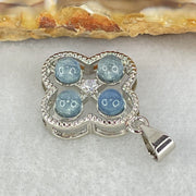 Above Average Grade Rare Natural Blue Dumortierite Rutilated Quartz in S925 Four Leaf Clover Pendant 2.18g 4.0mm 4pcs - Huangs Jadeite and Jewelry Pte Ltd