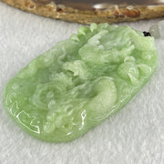 Type A Apple Green Jadeite Double Sided Fire Dragon Pendant 80.29g 75.3 by 44.4 by 13.2mm - Huangs Jadeite and Jewelry Pte Ltd
