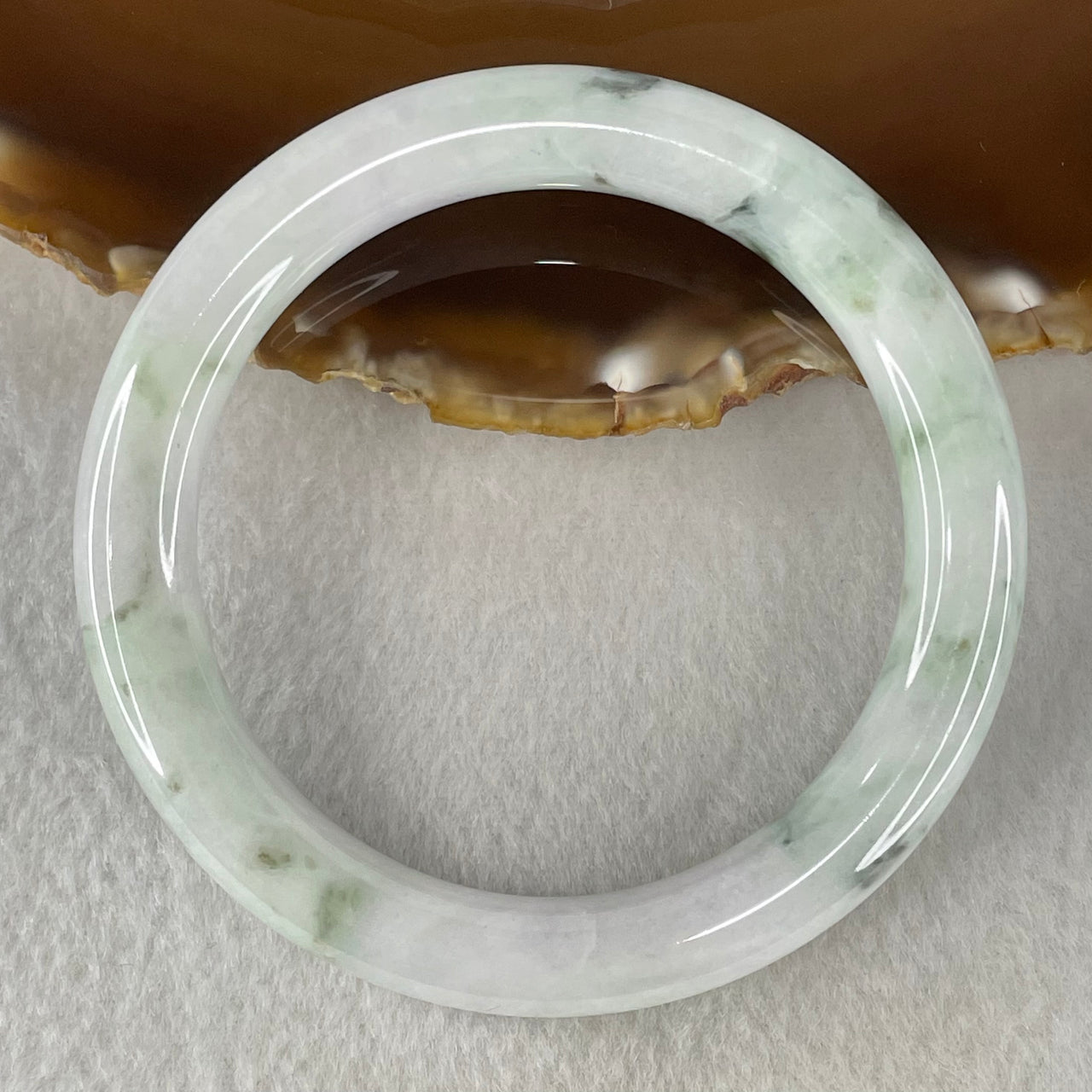 Type A Light Green with Blueish Green piao Hua Floral Jadeite Bangle 50.28g Inner Diameter 56.5mm 9.7 by 9.9mm (Internal Lines) - Huangs Jadeite and Jewelry Pte Ltd