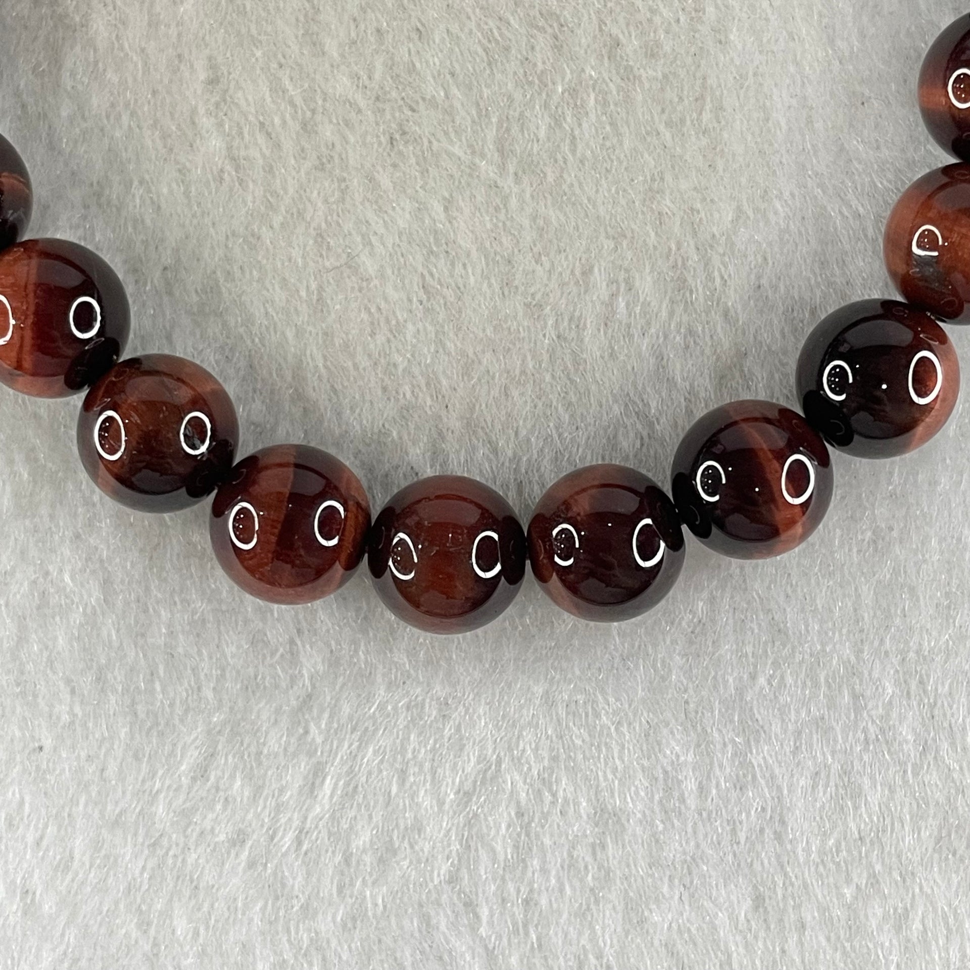 Natural Red Tiger's Eye Quartz Beads Bracelet 19.32g 16cm 8.6mm 23 Beads - Huangs Jadeite and Jewelry Pte Ltd