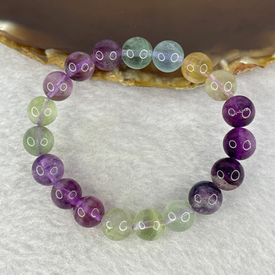 Natural Green and Purple Fluorite Beads Bracelet 20.28g 8.9mm 19 Beads - Huangs Jadeite and Jewelry Pte Ltd