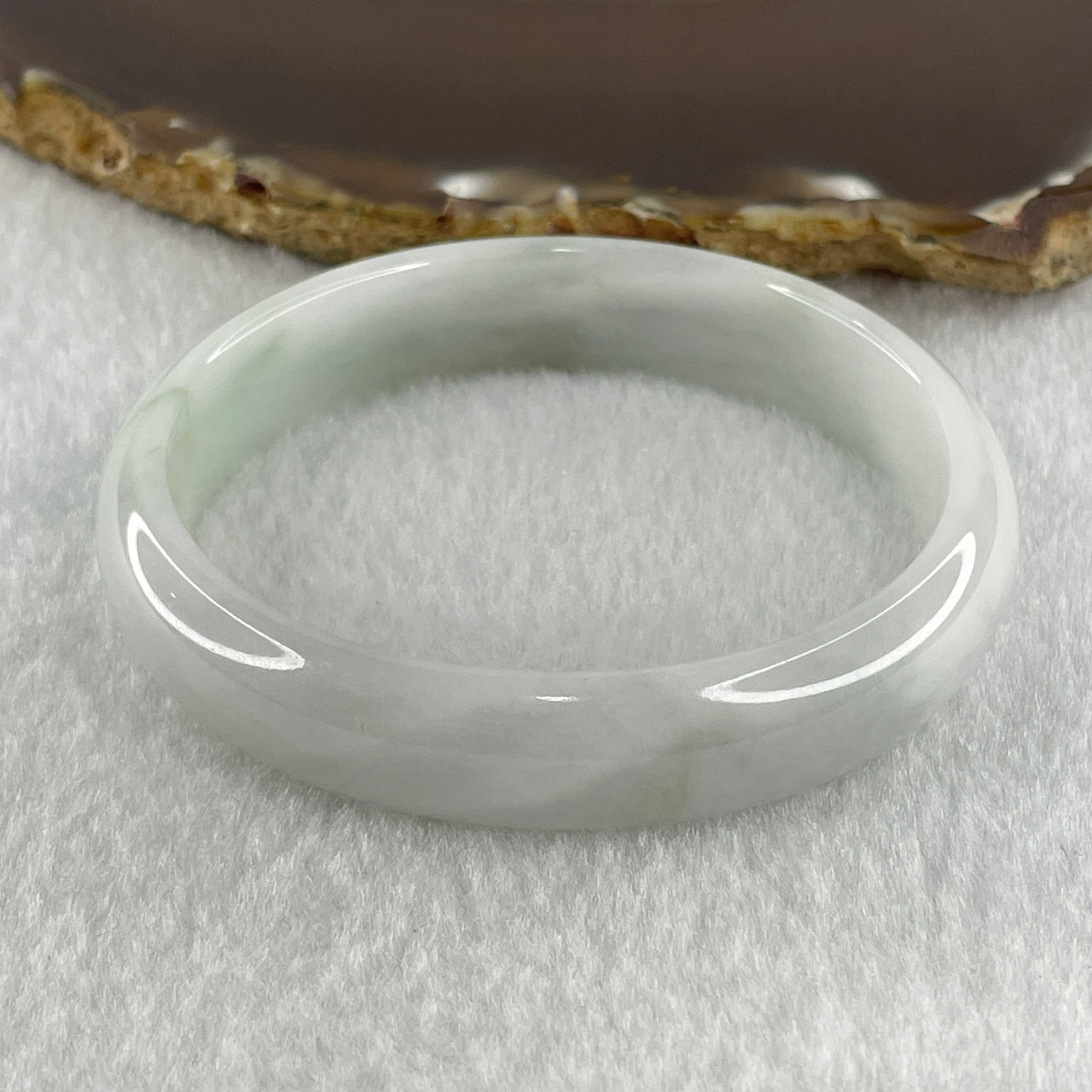 Natural Type A Faint Green Faint Lavender Jadeite Oval Bangle 37.24g Inner Diameter 56.6mm 12.7 by 6.4mm (Very Very Slight Internal Lines) - Huangs Jadeite and Jewelry Pte Ltd