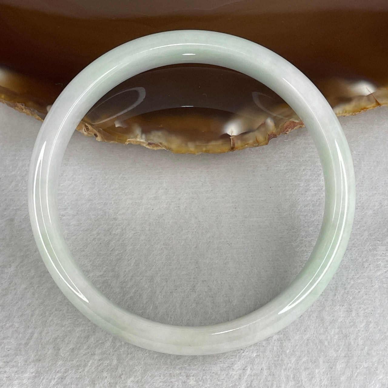 59.9mm Genuine Type A Jadeite Bangle - Large Size Faint Green Lavender Natural Jadeite Jewelry - 42.41g Wide Untreated Jade Bracelet for Women 12.6x6.4mm Wide (Slight Internal Lines)