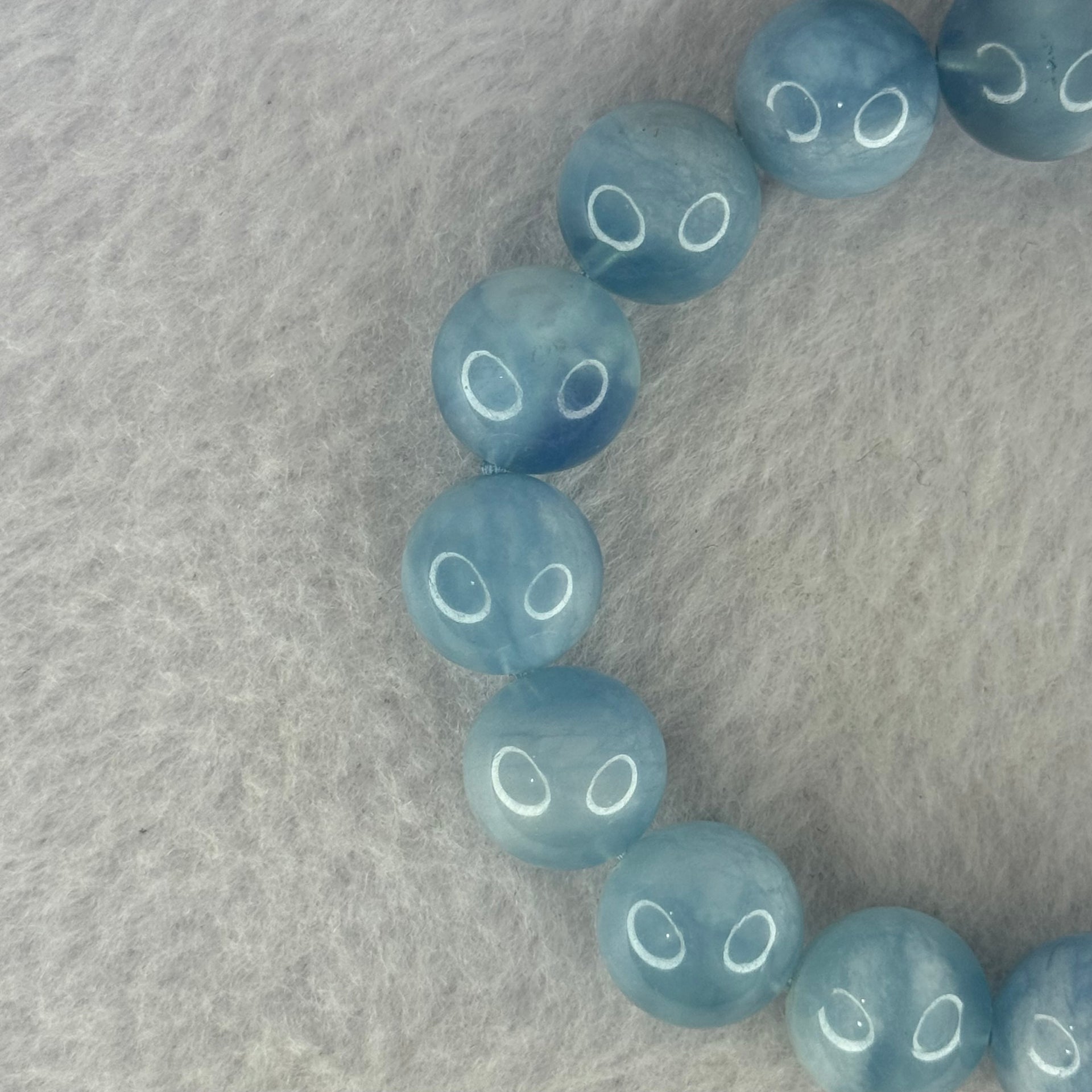 Natural Aquamarine Beads Bracelet 50.83g 18cm 13.2mm 16 Beads - Huangs Jadeite and Jewelry Pte Ltd