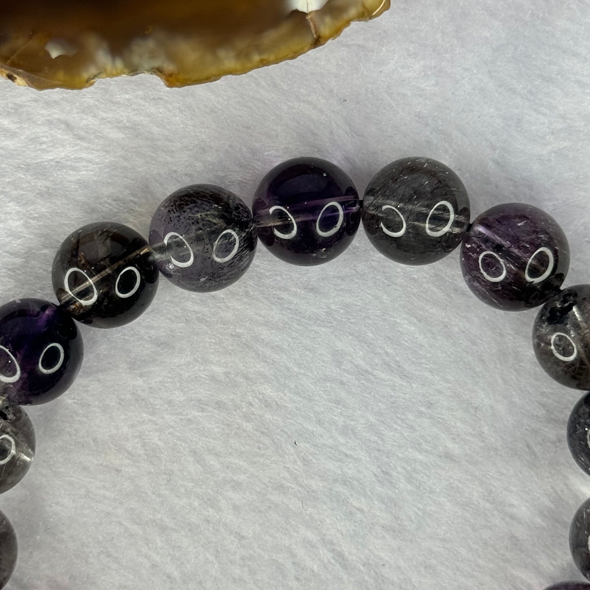 Very Good Grade Natural Transparent Dark Black Super 7 Beads Bracelet 非常好的等级天然透明深黑色超级七珠手链 39.27g 18cm 11.8mm 18 Beads - Huangs Jadeite and Jewelry Pte Ltd