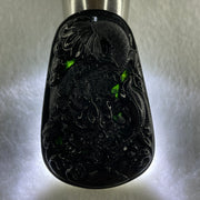 Type A Opaque to Partial Translucent Black Omphacite Jadeite Dragon Carp Pendant 20.39g 57.5 by 36.6 by 7.5mm - Huangs Jadeite and Jewelry Pte Ltd