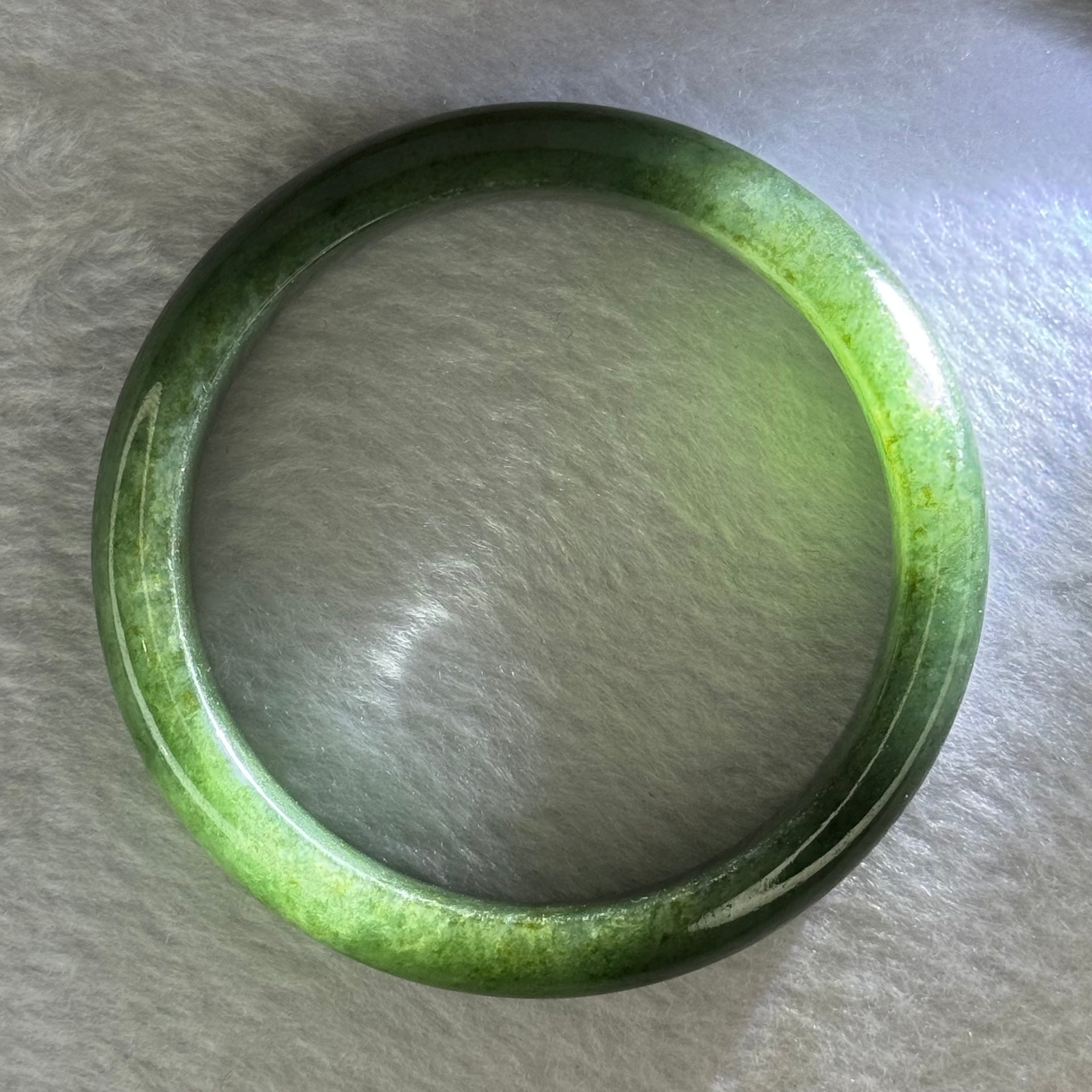 Type A Dark Full Green Jadeite Bangle Internal Diameter 56.1mm 46.59g 11.8 by 7.7mm (Very Slight Internal Line) - Huangs Jadeite and Jewelry Pte Ltd