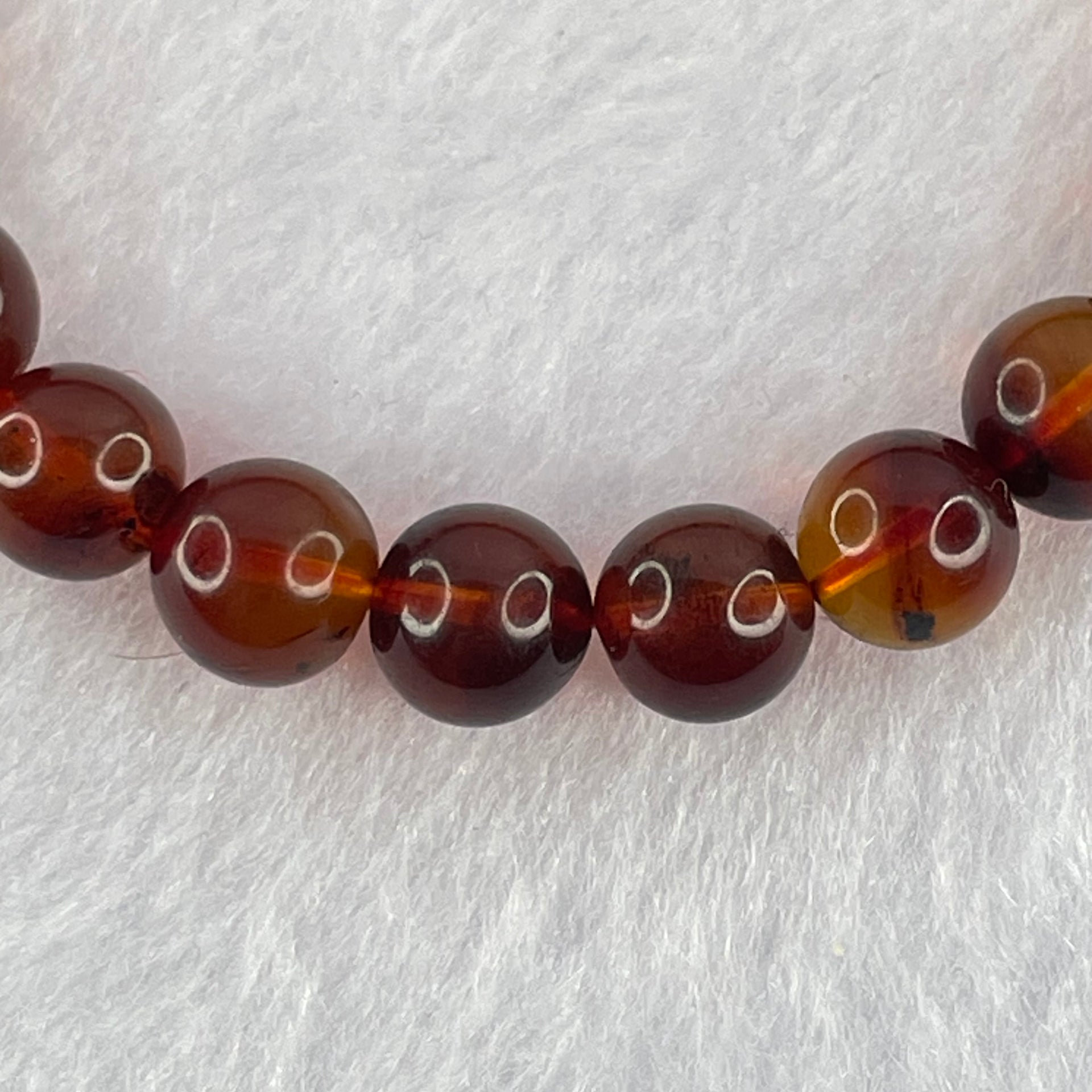 Natural Purple Amber Beads Bracelet 天然紫蜜琥珀手链 7.00g 15.5cm 8.4mm 23 Beads - Huangs Jadeite and Jewelry Pte Ltd