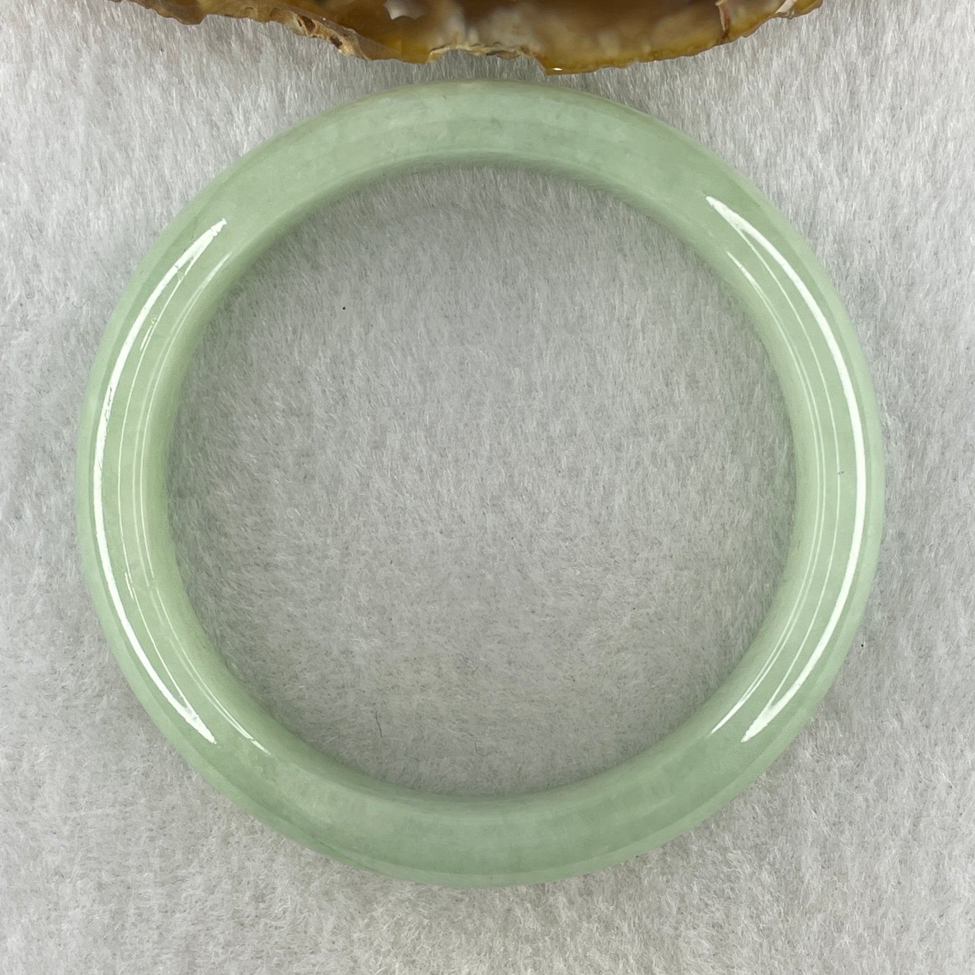 Natural Type A Jelly Full Light Green Jadeite Bangle 44.30g Inner Diameter 54.3mm 12.5 by 7.8mm (Internal Lines) - Huangs Jadeite and Jewelry Pte Ltd