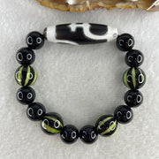 Natural Black Agate Beads with Nectar Vessel Dzi Bead Bracelet 29.97g 14cm 40.0 by 11.6mm Vessel - 10.1mm 10 Beads - Huangs Jadeite and Jewelry Pte Ltd