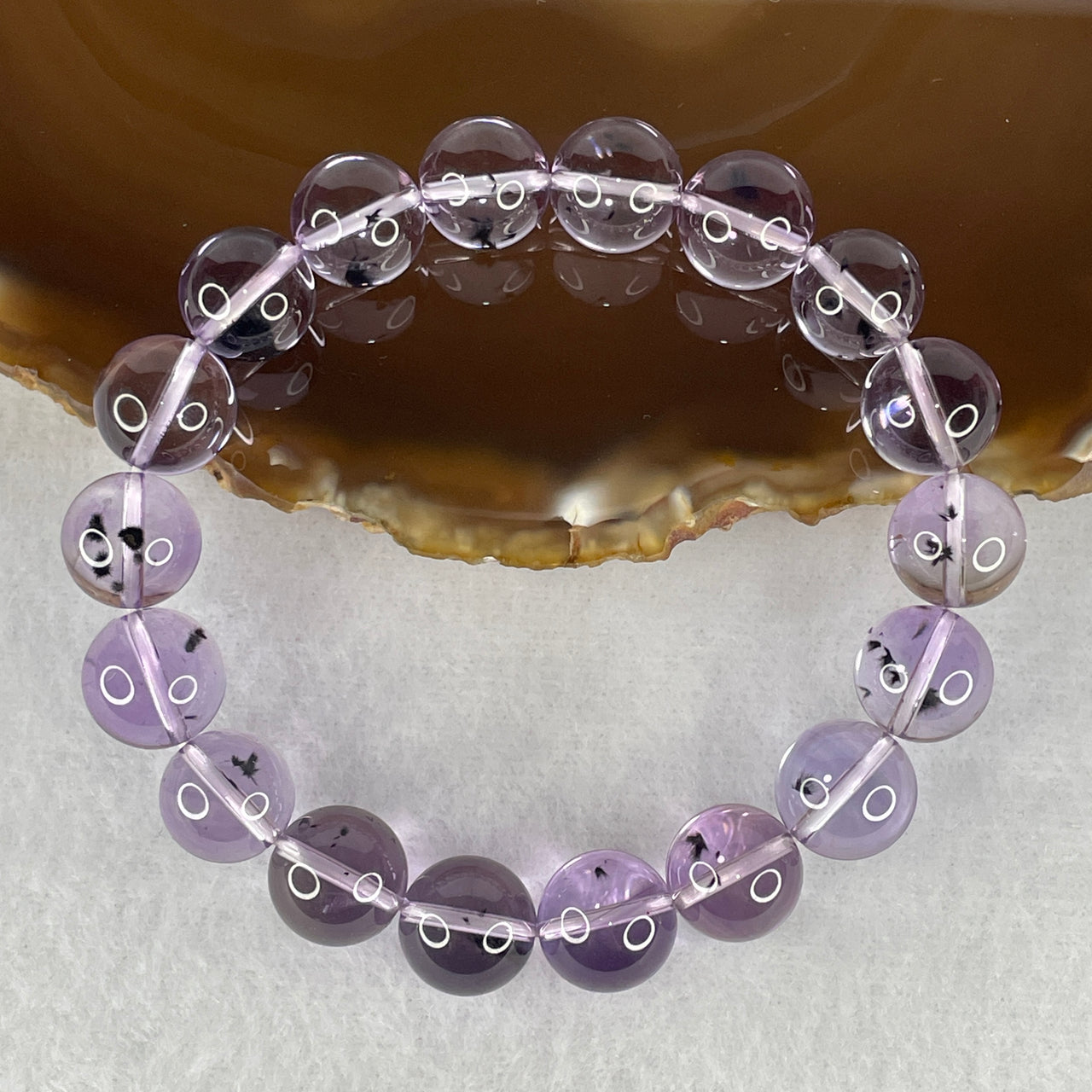 Special Series Certified Natural Amethyst with Hollandite Crystal Beads Bracelet | 100% Untreated "Starry Night" Gemstone Stretch Bracelet (39.469g | 11.8mm Beads | 18 Beads | 17cm)