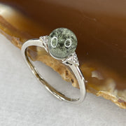 Good Grade Natural Green Phantom Quartz Ring in S925 Sliver 1.46g 6.6mm (Adjustable Size) - Huangs Jadeite and Jewelry Pte Ltd