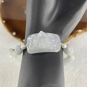 Natural Type A Lavender with Faint Green Jadeite Bamboo with Lotus Flower and Dragon Bracelet 34.11g 17cm 7.9 by 8.6mm - Bamboo 33.2 by 19.1 by 11.8mm - Huangs Jadeite and Jewelry Pte Ltd