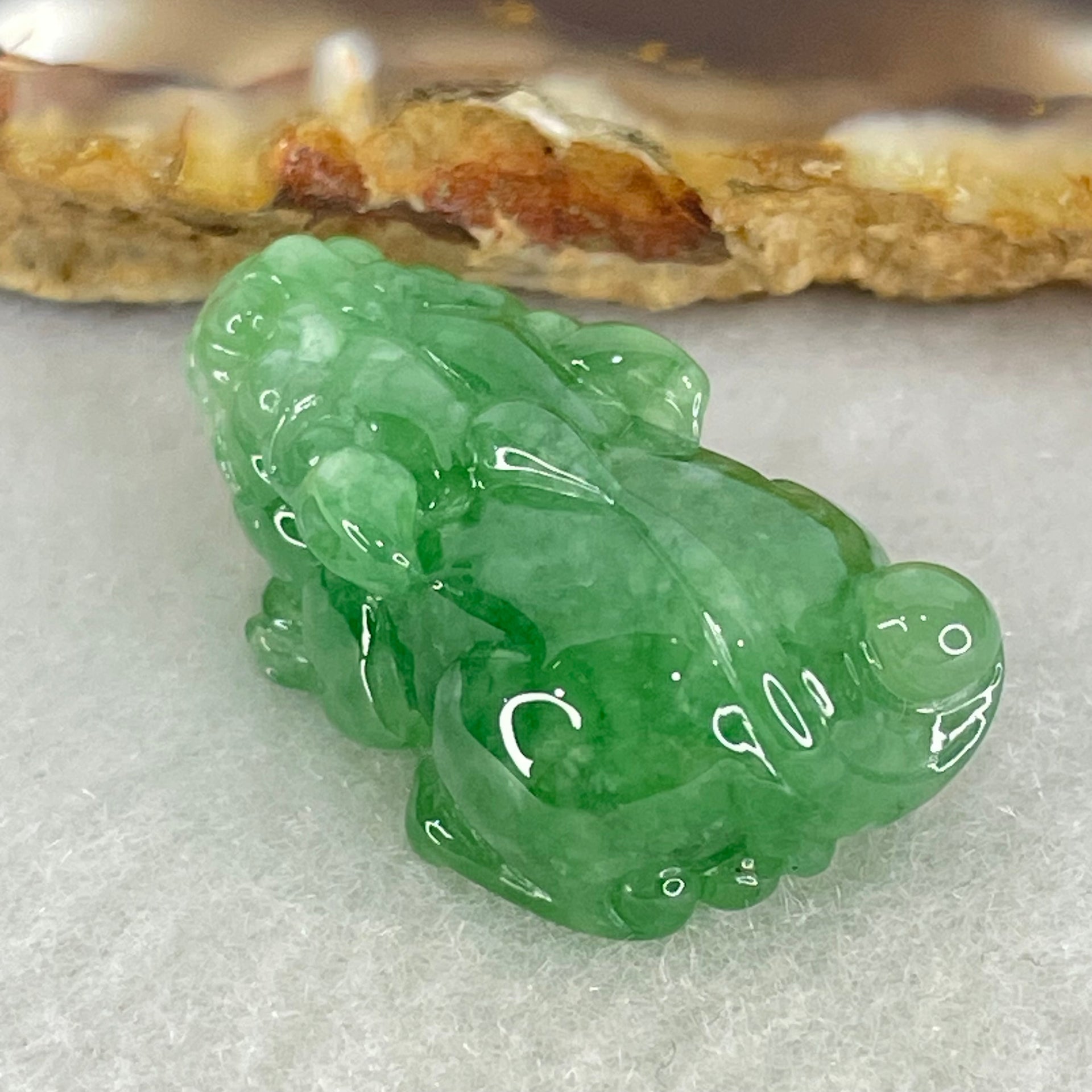 Type A Full Green Jadeite Pixiu Pendant Charm 6.42g 25.4 by 14.4 by 10.1mm - Huangs Jadeite and Jewelry Pte Ltd