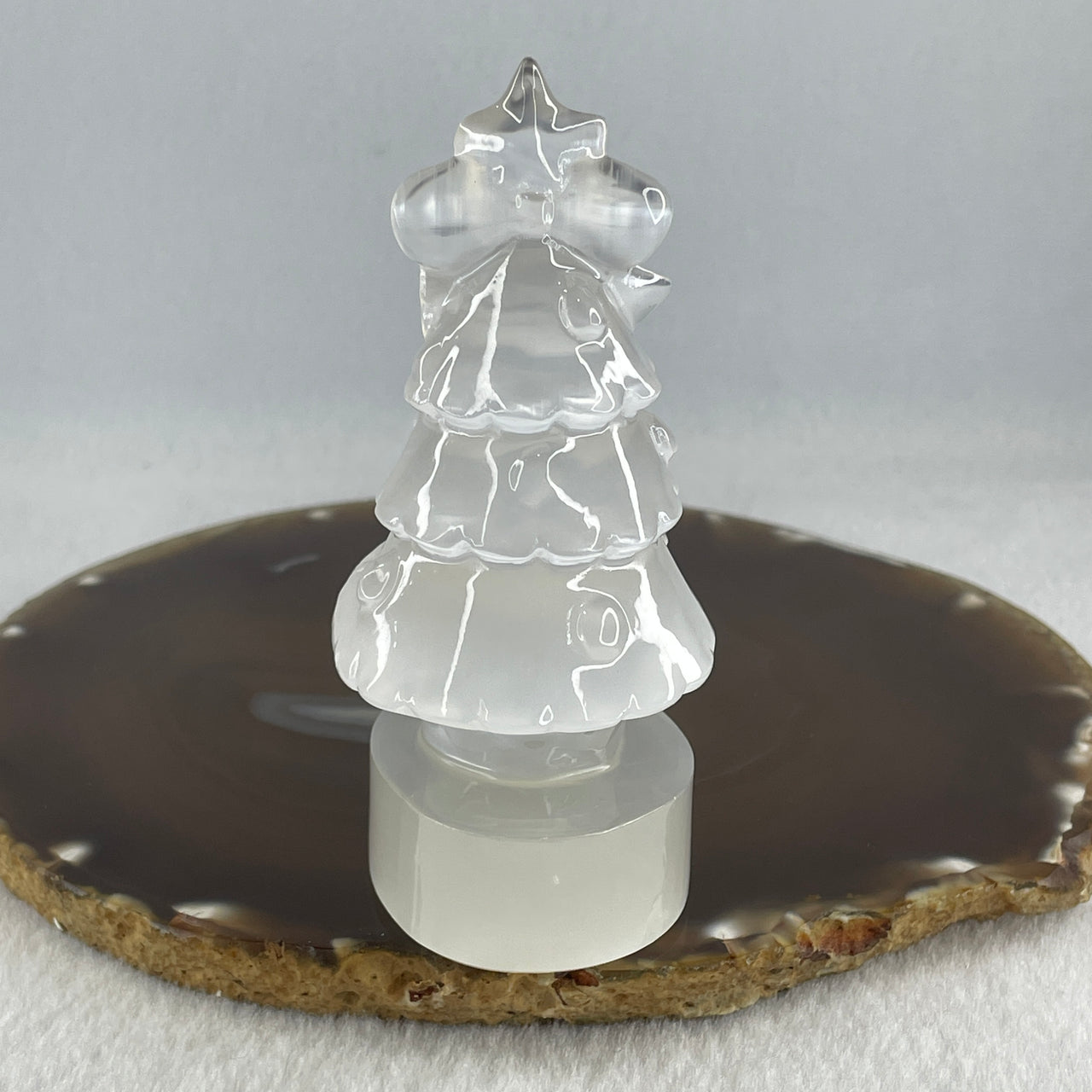 Satin Spar Gypsum Christmas Tree Display 149.35g 93.9 by 46.9 by 42.5mm