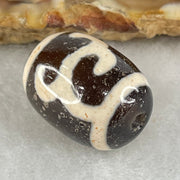 Natural Powerful Tibetan Old Oily Black White Agate Green Tara Dzi Bead Heavenly Master (Tian Zhu) 绿度母天珠 4.78g 17.4 by 13.4mm - Huangs Jadeite and Jewelry Pte Ltd