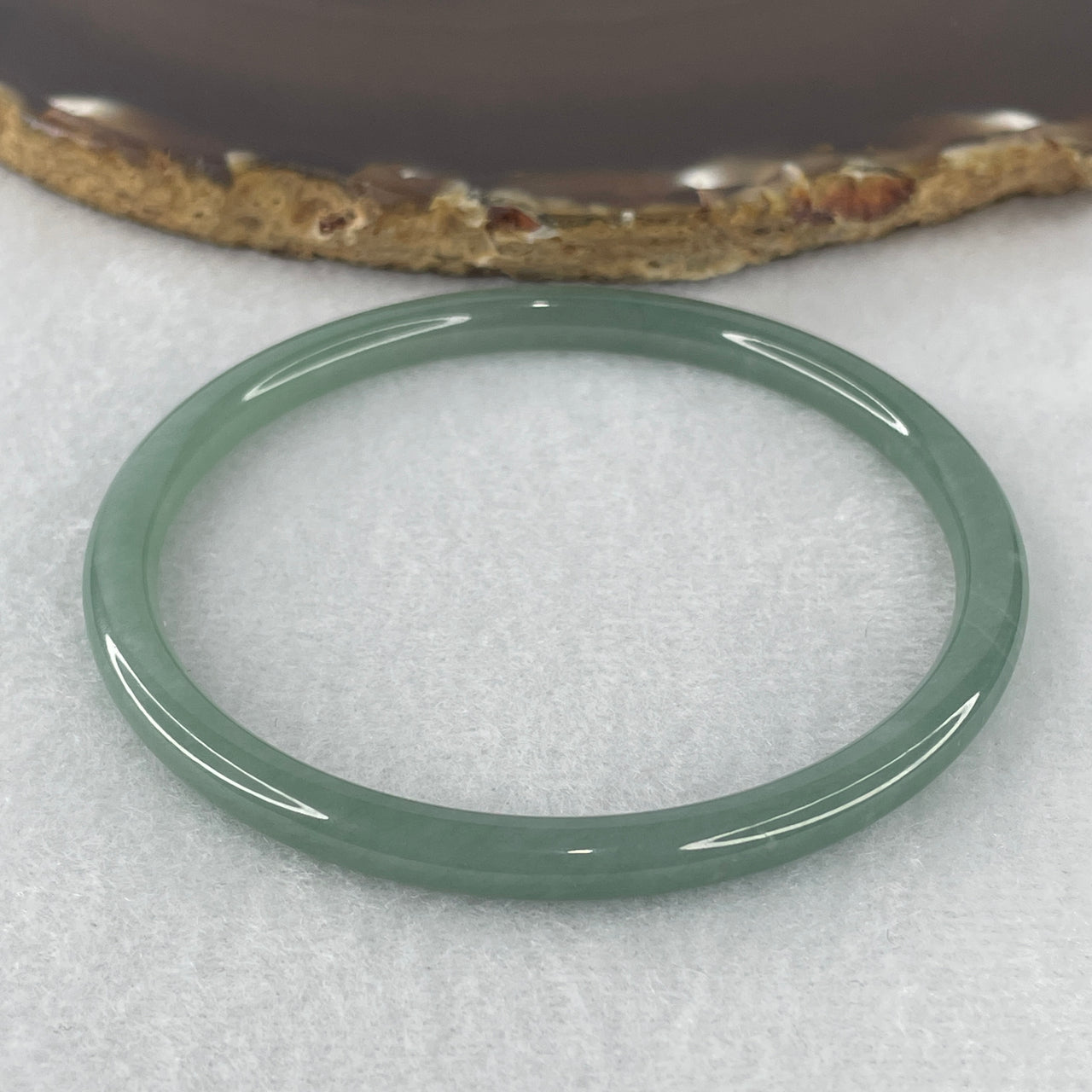 Certified Natural Type A Jelly Light Blueish-Green Jadeite Bangle | Sleek Fine-Strand Round Court Silhouette | "Glacial Horizon" Flawless Calm & Aura Protection Bangle (16.76g 5.3x5.4mm | 61.3mm | Perfect)